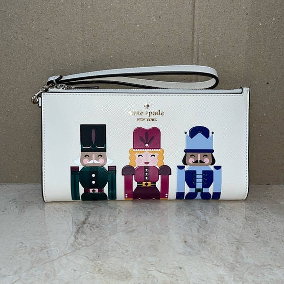 ♠️kate spade Oh What Fun Nutcracker Double Zip Wristlet, Meringue Multi NWT - Picture 5 of 12